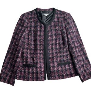 Croft & Barrow Women’s‎ Tweed Open Front Jacket Size XL Plaid Lined Blazer